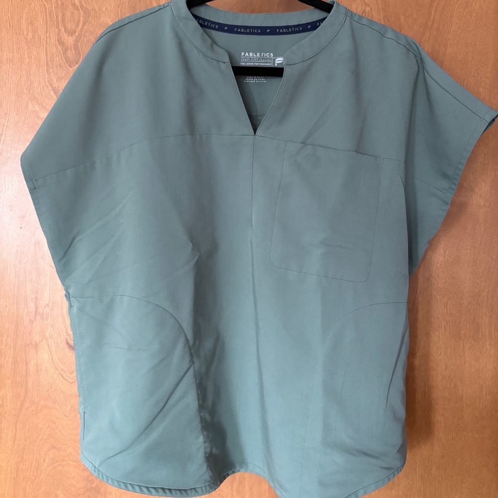 Fabletics Green V-Neck scrub top